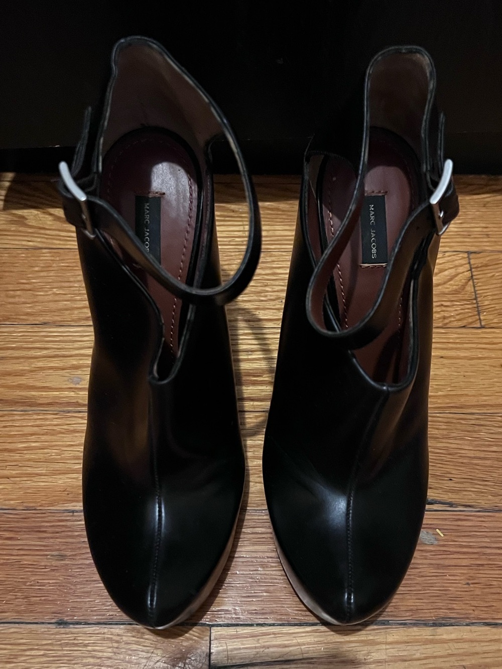 Marc Jacobs Black Leather Ankle Strap Platform Heels - Picture 3 of 8